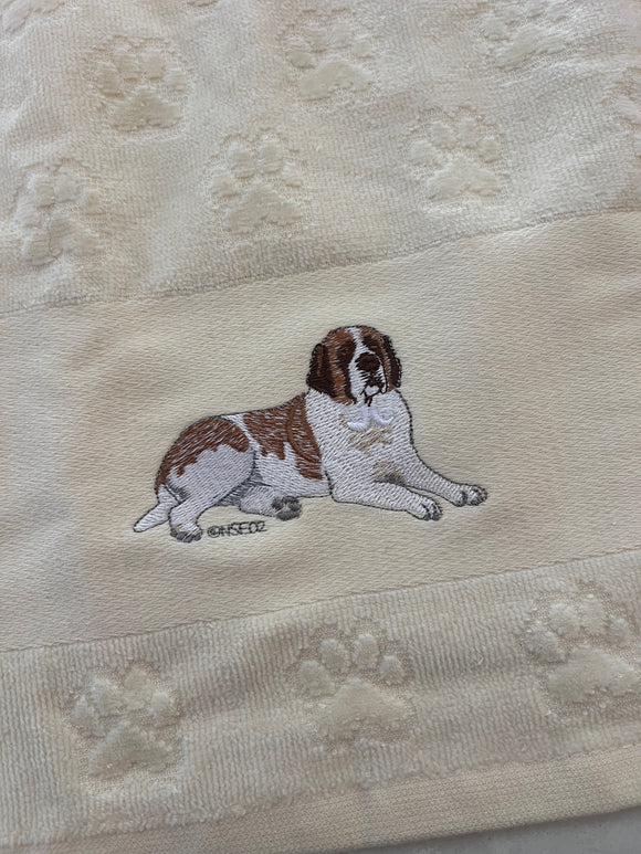 Meet the Saint Bernard Dog Embroidered Towel – the perfect, practical partner for our festive drool bibs!
